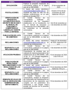 Cronograma de la Convocatoria.