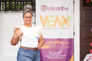 Indira María Bravo Beltrán, estudiante del programa Técnico Profesional en Procesos Contables y creadora de la iniciativa Deli Oblea Ciénaga, obtuvo el segundo puesto.